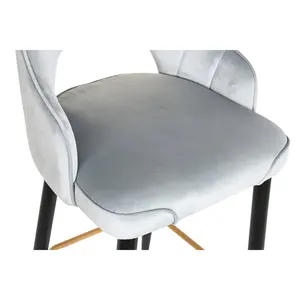 Polyester and Metal <b>Stool</b> 48x53x109 cm Gray <b>Velvet</b> - Product Image 4