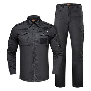Nuove uniformi della guardia di sicurezza da <span class=keywords><strong>combattimento</strong></span> all'aperto 728 camicie pantaloni mimetica tattica uniforme nera 728 tuta di sicurezza - Product Image 1