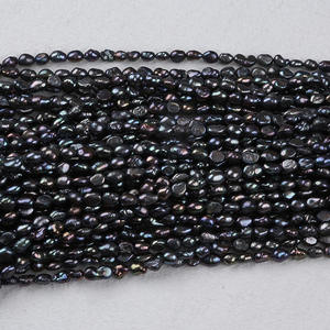 Vente en gros de perles d'eau douce naturelles noires brillantes à deux faces de 5-6 mm, style baroque, matériel de fabrication de bijoux en perles, perles en vrac - Product Image 5