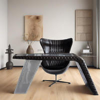 Pour Aviator Furniture Wing Desk Table de bureau d'aviation vintage en aluminium au design industriel du milieu du siècle