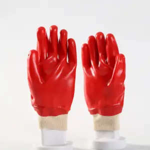 2024, Лидер продаж, красные перчатки из ПВХ с покрытием для промышленности