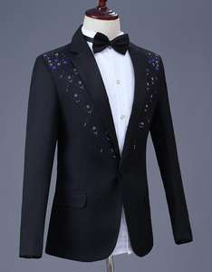 Traje formal hecho <span class=keywords><strong>a</strong></span> <span class=keywords><strong>medida</strong></span> estampado en caliente color diamante hombres - Product Image 4