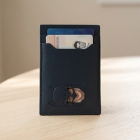 Dompet Kartu Minimalis Kulit Asli Full Grain Desain Kustom Grosir untuk Pria