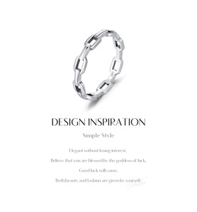 S925 <b>Silver</b> Cool Style Minimalist Korean Style Chain Link Open <b>Silver</b> <b>Ring</b> for Women Fashion <b>Adjustable</b> Finger <b>Ring</b> - Product Image 5