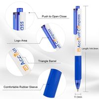 Aihao 신상품 사용자 정의 로고 Tytangle 배럴 볼펜 편안한 고무 슬리브 볼펜 도매 4 색 만든 플라스틱