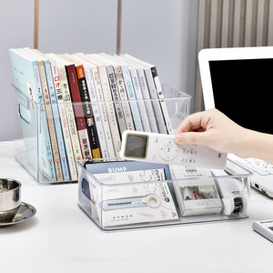 Transparent Book Storage Box Rectangle Desktop Organizer No Lid Student Bookshelf Desk Storage Container 3 Specifications - Product Image 2