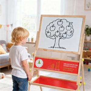 Tablero de <span class=keywords><strong>caballete</strong></span> para niños Pizarra ajustable de altura de doble cara <span class=keywords><strong>con</strong></span> accesorios adicionales Tablero de <span class=keywords><strong>caballete</strong></span> magnético de doble cara - Product Image 2