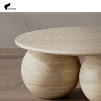 Tostone Personnalisable Minimaliste Beige Couleur Chaude Ronde En Travertin Naturel Table Basse pour Simple Maison Doux Ameublement Décorer