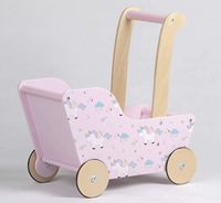 Poussette en bois antique personnalisée rose pour bébé avec poignée Poussettes en bois OEM