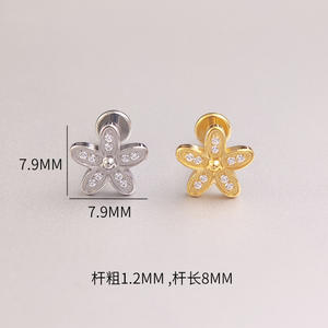 Boucles d'Oreilles Labret en Acier Inoxydable avec Fleur Étoile et Lèvres Piercing Zircon Monroe Anneau d'Oreille Tragus Helix Piercing Cartilage, 1 Pièce - Product Image 3
