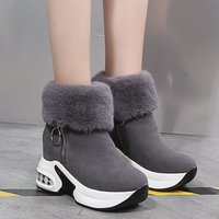 Bottes d'hiver à semelle épaisse pour femmes, vente en gros, pas cher, bottes à la cheville avec fermeture éclair pour femmes