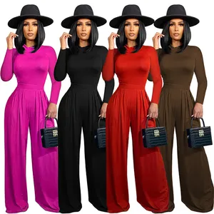 custom modest red high quality women knit t shirt and flare pants 2 piece set streetwear jersey clothing manufactures for women