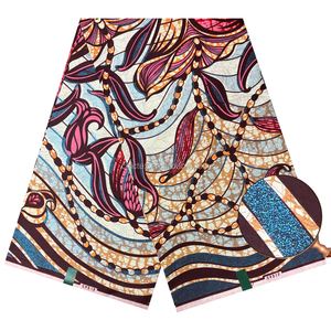 Nouveau Tissu Africain en Coton Imprimé Grand Super Pailleté de Haute Qualité 2026, Tissu Wax <span class=keywords><strong>Doré</strong></span> <span class=keywords><strong>Pagne</strong></span> pour Robe de Mariée - Product Image 6