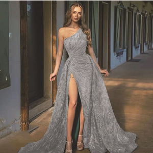 Elegante <span class=keywords><strong>abito</strong></span> <span class=keywords><strong>da</strong></span> donna con spacco formale <span class=keywords><strong>da</strong></span> donna con monospalla e paillettes abiti <span class=keywords><strong>da</strong></span> sera verdi - Product Image 3