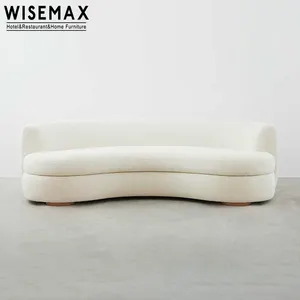 WISEMAX FURNITURE Modern villa furniture sofas moon shaped legless leisure floor fabric white lamb wool accent sofas couch sets