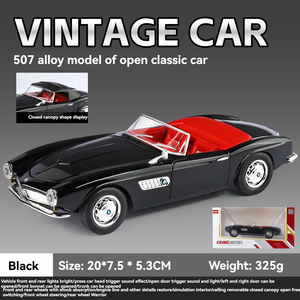 Modellino <span class=keywords><strong>Auto</strong></span> in Metallo <span class=keywords><strong>CM</strong></span> 1:24, BMW 507 Classica con Suoni e Luci, Porte Apribili, Modello Vintage Decappottabile - Product Image 6