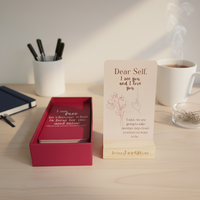 50 cartes de pleine conscience florales avec support en bois de qualité supérieure – Élégantes cartes d'affirmations positives quotidiennes – Cadeau pour elle