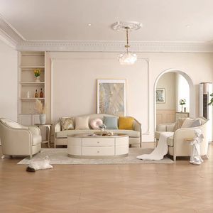 2025 Thiết Kế Mới Chất Lượng Cao Sang Trọng Hoàng Gia Pháp-Phong Cách Cổ Điển Châu Âu Sofa Da Set Với Cong Lan Can - Product Image 3