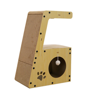 <b>Cat</b> <b>Scratching</b> Post With Tunnel And Bed Wear Resistant Corrugated Cardboard For Kitten Play And Sleep - Product Image 2