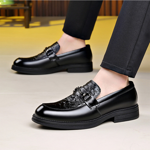 Mocassins brogues vintage pour hommes en cuir gaufré façon croco, <span class=keywords><strong>taille</strong></span> 38-44, à enfiler, avec boucle métallique, chaussures habillées formelles pour affaires et mariages, 2 couleurs - Product Image 3