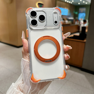 Shockproof Bumper Magnetic holder Clear <b>Phone</b> case for iPhone 18 17 16 15 14 Pro Max Transparent <b>stand</b> Strong Bracket Back Cover - Product Image 3