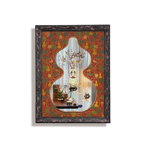 Miroir mural en bois foncé de style Art déco, nature morte, fait à la main, cadeau pour les occasions, esthétique <span class=keywords><strong>orientale</strong></span>, décoration <span class=keywords><strong>murale</strong></span> - Product Image 6