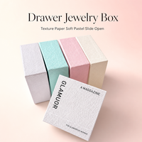 Boîte à bijoux personnalisée avec tiroir coulissant en papier texturé, doublure noire rembourrée, boîte cadeau pour échantillons cosmétiques, logo personnalisé OEM