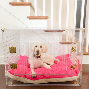 Kişiselleştirilebilir Şeffaf Akrilik Köpek Kafesi, Küçük ve Orta Boy Köpekler için Kapılı Havalandırmalı Şık Evcil Hayvan Kulübesi - Product Image 3