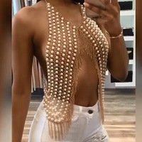 Classiquement élégant Sexy Bikini corps chaîne femmes Europe Amérique mode acrylique perle collier ventre chaînes élégant numéro