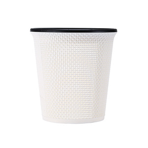 Large Minimalist Trash Can 10L Imitation Rattan Cylindrical Indoor Waste <b>Bin</b> Fog Gray Beige Blue - Product Image 3