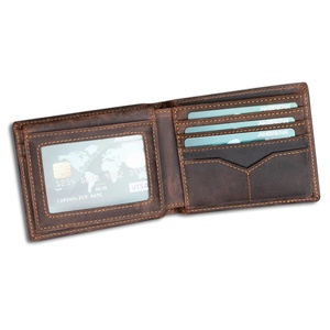 Wholesale Manufacturer Luxury Top Grain Real Leather Vintage Designer Slim Laser Engraving <b>RFID</b> Open Short Men's <b>Wallet</b> - Product Image 3