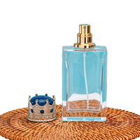 Flacon de parfum carré plat de luxe transparent vide de 50 ml avec bouchon à vis, givré et sérigraphié, pour diffuseur à bâtonnets, avec boîte d'emballage