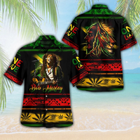 T-shirts personnalisés, musique rock amusante, chemise hawaïenne à boutons grande taille pour hommes, chemise Marley Bob Hip Hop