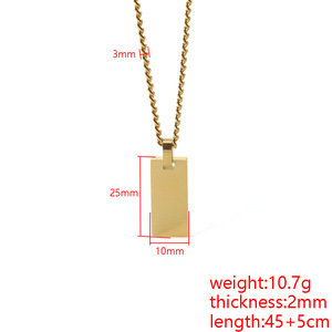 Pendentif cube vertical 3D personnalisable en or, argent ou acier inoxydable avec texte gravé sur mesure, collier chaîne <span class=keywords><strong>gourmette</strong></span> - Product Image 3