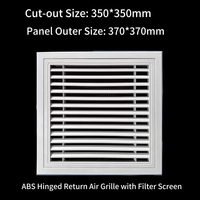 Grille d'aération de retour à charnières en ABS épaissi 300x300mm, grille de plafond à lamelles carrées pour CVC, bureau, hôtel, maison