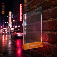 Support de menu en acrylique en forme de T, porte-panneau de table en plexiglas transparent avec base noire, présentoir de prix de bureau personnalisé avec logo
