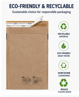 Amplop Pengiriman Berbantalan Kertas Kraft Sarang Lebah Tahan Guncangan, Dapat Didaur Ulang, Biodegradable, Bebas Plastik, Kantong Pengiriman Berbantalan