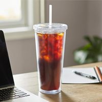 Gobelets isothermes Snow Globe de 24 oz, classiques, à double paroi, avec couvercle plat, pour café glacé, réutilisables, en plastique transparent