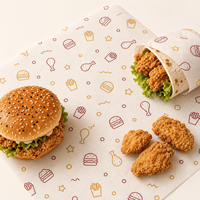 Papier d'emballage alimentaire jetable en PE avec logo personnalisé, résistant à l'huile, recyclable et écologique pour les restaurants de burgers et de poulet frit