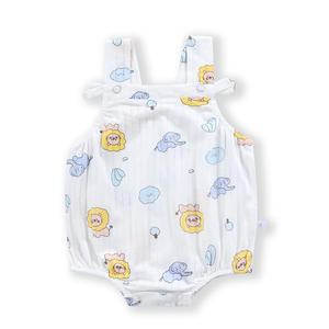 Barboteuse à bretelles pour bébé 100% coton, tenue une pièce à bretelles de style estival pour bébé fille, robe de princesse triangulaire - Product Image 2