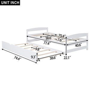 <b>White</b> Wooden <b>Bed</b> <b>Frame</b> Adjustable Height Double Size <b>Storage</b> Drawer Bedroom Furniture for Children Adults Elderly - Product Image 4