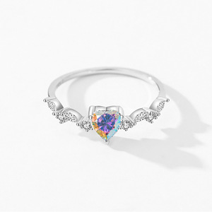 Mode classique <span class=keywords><strong>D</strong></span> couleur 925 argent Sterling coeur coupe Moissanite bague pour femmes bijoux - Product Image 4