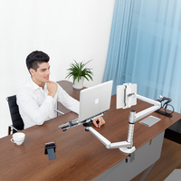 Support de bureau multifonctionnel en aluminium à double bras pour ordinateur portable et tablette, 32 pouces, angle d'inclinaison de 90 degrés, pince UPERGO 42 mm