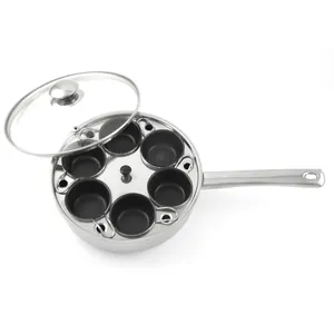 6 Cups Stainless Steel Non Stick Egg Poacher With Hollow Handle