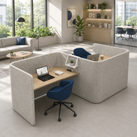 Cabine de réunion modulaire écologique et durable en tissu et bois, design nid d'abeille, cabine de confidentialité pour espaces de bureau publics, style moderne