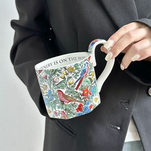 Tasse en céramique créative motif fleurs et oiseaux, plateau à fruits, panier à fruits portable, plat à collations pour salon, plat à fruits secs, petit cadeau - Product Image 3