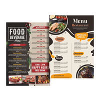 Menu de plats à emporter personnalisé, dépliant imprimé, brochure tri-pliante, impression publicitaire, menus à emporter pour restaurant