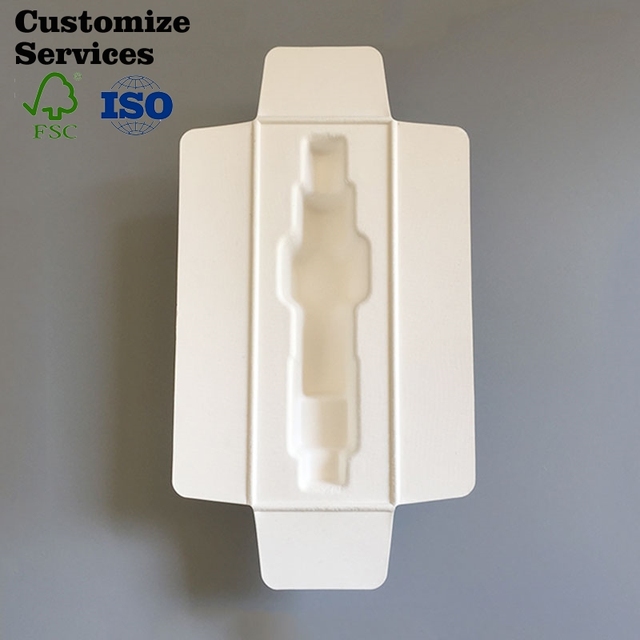 High Quality Paper Packaging Tray Biodegradable Bagasse Fiber Molded Pulp Tray Wet Pressed White Electronic Product Pulp Tray