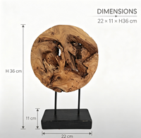 Sculpture en bois fabriquée en usine 22x11xH36cm en bois naturel pour la décoration intérieure, présentoir de table, écran en bois
