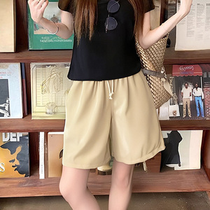 Pantalon de plage d'été pour femme, coupe ample, taille haute, cordon de serrage, jambe large, style décontracté et sportif, vert kaki, noir, respirant, taille adulte - Product Image 2